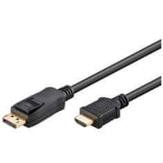 Goobay DisplayPort (M) na HDMI (M) 4K 60Hz 2m pozlačen črn kabel