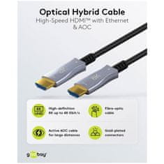 Goobay Optical Hybrid Ultra High Speed HDMI (M/M) 2.1 8K 60Hz 10m z Ethernet AOC pozlačen črn kabel