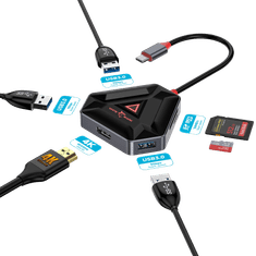 White Shark HEXAGON 6v1 USB-C HUB - HDMI + 3xUSB3.0 + čitalec kartic