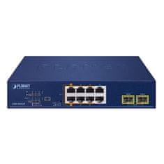 Planet PoE stikalo 8x1Gb + 2xSFP 1Gb, PoE 180W, 2x 802.3bt + 4x 802.3at