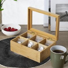 5Five® ŠKATLA ZA ČAJ 22x16 cm BAMBUS 6 predalov