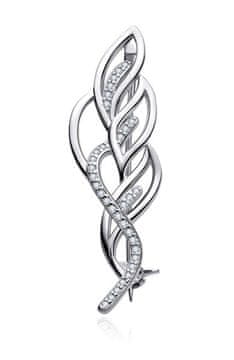 MOISS Luksuzna srebrna broška s prozornimi cirkoni O0000014