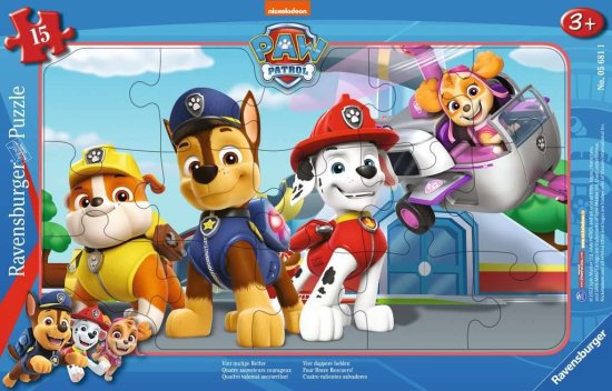Ravensburger Sestavljanka Tlapková patrola: Štirje pogumni zaščitniki 15 kosov