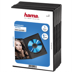 Hama DVD ovitek za 1 DVD, s folijo, črn, 5 kosov