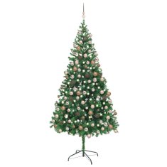 Vidaxl Umetna novoletna jelka osvetljena z bučkami 210 cm 910 vejic