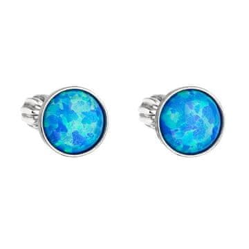 Evolution Group Srebrni uhani z modrim sintetičnim opalom 11001.3 modra