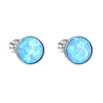 Evolution Group Srebrni uhani s svetlo modrim sintetičnim opalom 11001,3 lt.modra