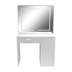 Aga Toaletna miza z ogledalom in LED osvetlitvijo + taburet Mat bela