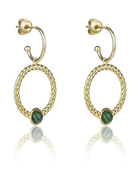 Marc Malone Pozlačeni uhani 2 v 1 Ellie Green Earrings MCE23001G