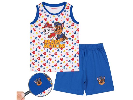 Paw Patrol Paw Patrol Marshall Chase Fantovska pižama brez naramnic, belo-modra poletna pižama