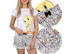 Looney Tunes Looney Tunes Tweety dekliška pižama s kratkimi rokavi v beli in sivi barvi, poletne pižame 158