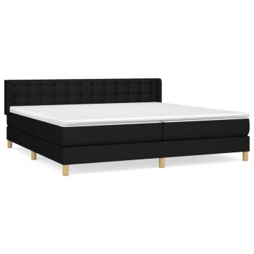 Vidaxl Box spring postelja z vzmetnico črna 160x200 cm blago