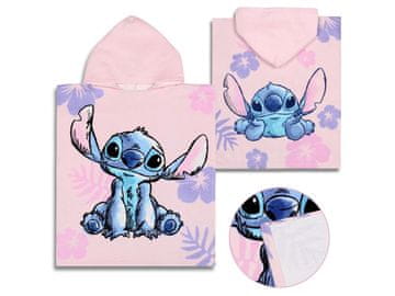 Disney DISNEY Stitch Otroška brisača, pončo s kapuco za deklice, bombaž 50x115 cm OEKO-TEX