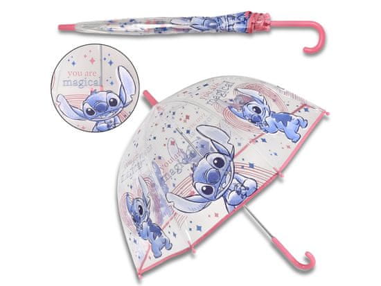 Disney DISNEY Stitch Prozoren zložljiv avtomatski dežnik, za dekleta
