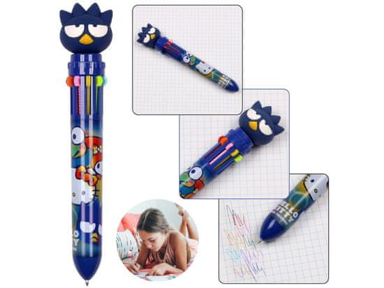 HELLO KITTY Hello Kitty Badtz-Maru Večbarvno pisalo 10v1, avtomatsko, barvno, šolsko 0,5 mm