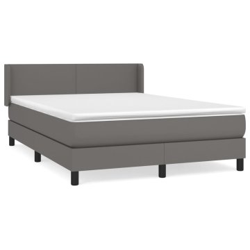 Vidaxl Box spring postelja z vzmetnico siva 140x200 cm umetno usnje