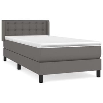 Vidaxl Box spring postelja z vzmetnico siva 90x190 cm umetno usnje