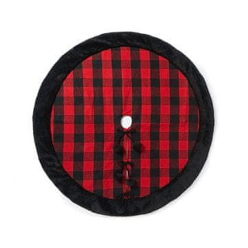 Denis Podloga za božično drevo, 100 cm, okrogla, z rdečim in črnim karirastim vzorcem