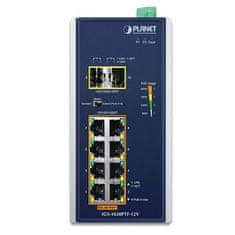 Planet IGS-1020PTF-12V Industrijsko stikalo L2 PoE, 8x1Gb + 2xSFP, 802.3at 30/240W, IP30, -40~+75°C, 12-56VDC