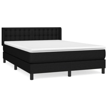 Vidaxl Box spring postelja z vzmetnico črna 140x200 cm blago