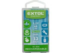Extol Energy Polnilna baterija, 12ks, AA (HR6), 1,2V, 2400mAh, NiMh