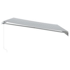 Vidaxl Ročna tenda 4,5 x 3,5 m Antracitne in bele proge 100% poliester