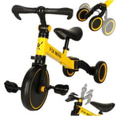 Ikonka Aga Trike Fix Mini tekaški tricikel 3v1 s pedali rumena