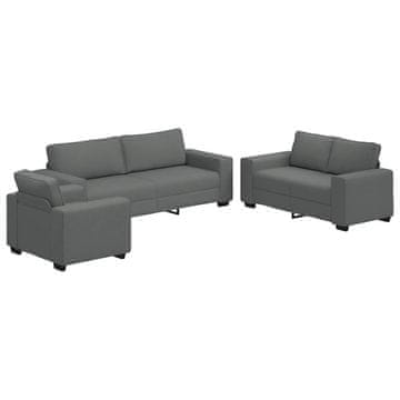 Vidaxl 3-delni komplet sedežne garniture z blazinami temno sivo blago