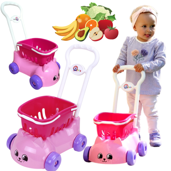 shumee Nakupovalni voziček s košaro, komplet Cute Kitty Play Store, ki se vozi na njem, 7587