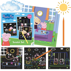 shumee ART SCRATCH PUJSKA PEPPA 3 BARVNI PAPIRJI SLIKA PO METODI PRASKA
