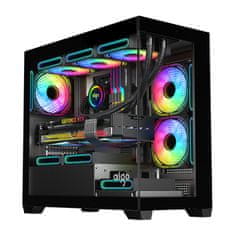 darkFlash Računalniško ohišje C218M + 6 ARGB ventilatorjev (črno)
