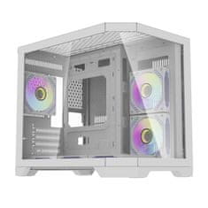 darkFlash Računalniški ohišje Darflash FT418 + 6 ventilatorjev aRGB (bela)