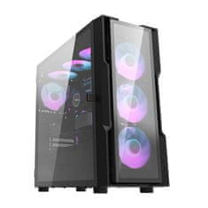 darkFlash DK431 Stekleno računalniško ohišje (črno) + 4 RGB ventilatorji