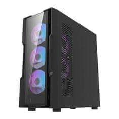 darkFlash DK431 Stekleno računalniško ohišje (črno) + 4 RGB ventilatorji