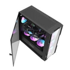 darkFlash DK431 Stekleno računalniško ohišje (črno) + 4 RGB ventilatorji