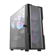 darkFlash DK431 Mesh računalniško ohišje (črno) + 4 ARGB ventilatorji