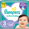 Pampers Active Baby plenice, velikost 3, 6-10 kg, 66 kosov