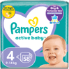 Pampers Active Baby plenice, velikost 4, 9-14 kg, 58 kosov