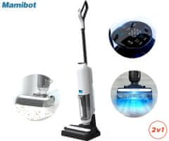 Mamibot FLOMO LITE sesalnik/pomivalec, 2v1, brezžični, 11kPa, baterija, 500ml, samočiščenje, zaslon, črno-bel (Carbon White)