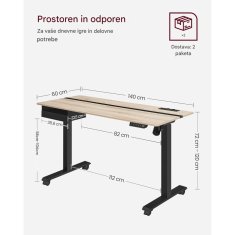 Songmics VASAGLE Električno nastavljiva pisalna miza