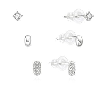 MOISS Srebrni komplet ujemajočih se uhanov E0004885 (3 pari uhanov)