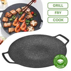 Cool Mango Vsestranska korejska okrogla ponev za žar, za avtentično korejsko kuhinjo, žar ponev, za pečenje mesa in kuhanje zelenjave, 32 cm premer – Bbqpan