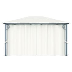 Vidaxl Paviljon z zaveso in LED lučkami 4x3 m krem aluminij