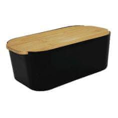 HIT Posoda za kruh s pokrovom iz bambusa 33x18,5x12cm črna HT-24531950