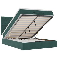 Vidaxl Otomanski posteljni okvir z vzmetnicami zelen 140x190cm žamet