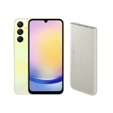 Samsung Galaxy A25 pametni telefon, 5G, 6 GB/128 GB, rumen + baterijski sklop, 10 000 mAh, bež (SM-A256BZYDEUE - 1)