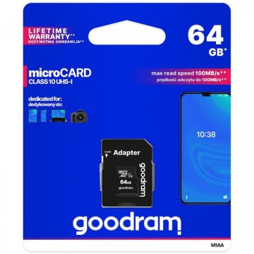 GoodRam SPOMINSKA KARTICA 64GB micro SD 2v1 100MB/s