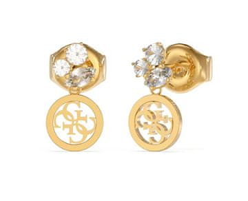 Guess Pure Light pozlačeni uhani z obeskom JUBE02153JWYGT/U