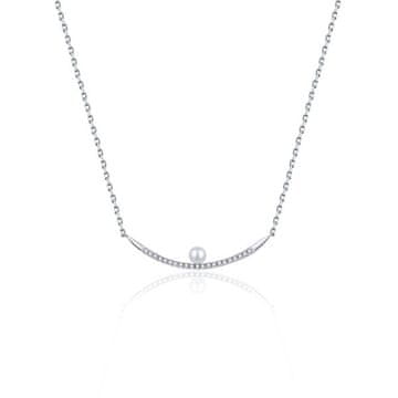 MOISS Elegantna srebrna ogrlica s cirkoni in biserom N0000320