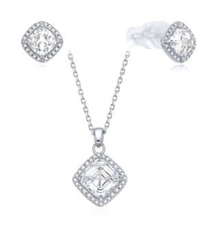 MOISS Srebrni komplet sijočega nakita S0000689 (verižica, uhani)